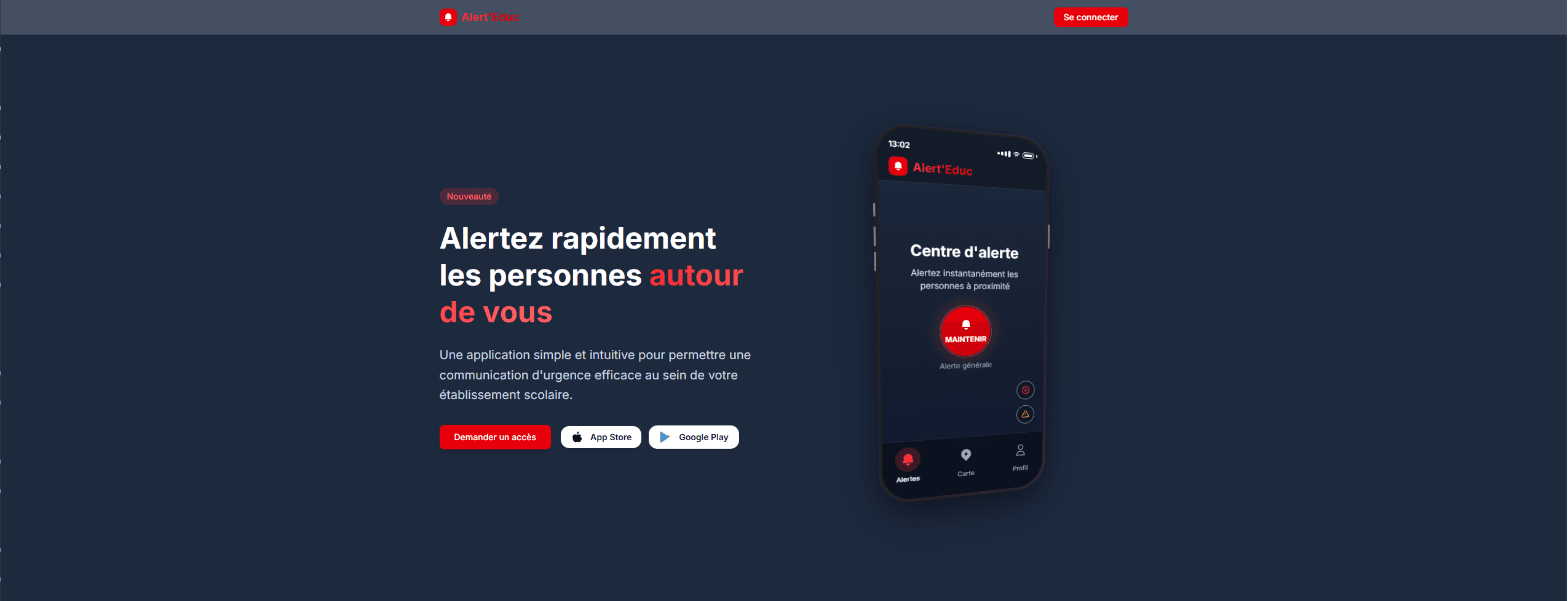 Interface de Alert'Educ - Plateforme de notifications scolaires avec interface web & mobile....